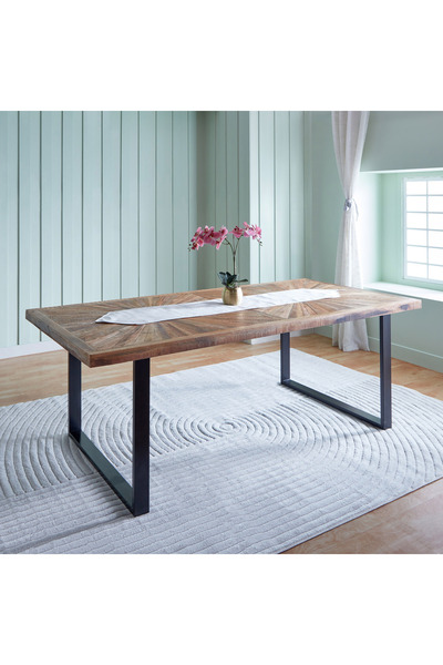 Home Box طاولة طعام فلوريا من الخشب الصلب تتسع لثمانية أشخاص