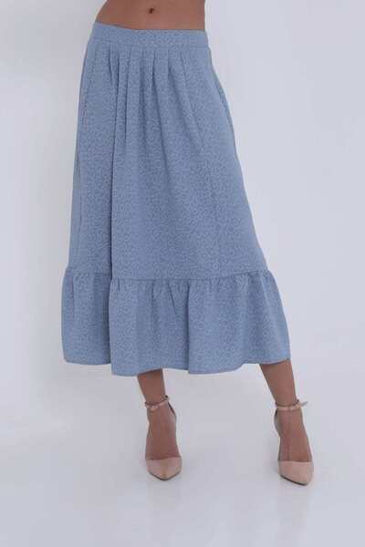 mica Women's Pleated Midi Skirt with Ruffled Hem Design