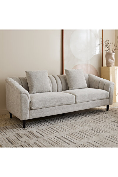 Home Box Zeta 3-Seater Fabric Sofa with 2 Cushions
