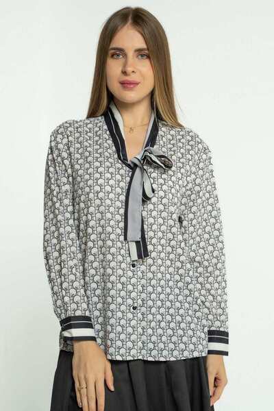 mica Women's Long Sleeve Wide-Cuffed Printed Blouse