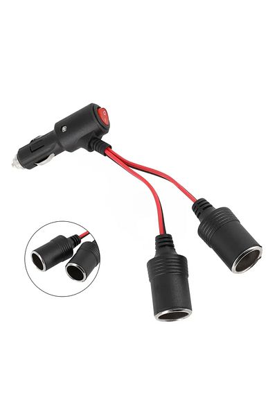 Choice Car Cigarette Lighter Splitter Adapter 12V/24V, 1 Male to 2 Female Sockets with On/Off Switch, Y ...