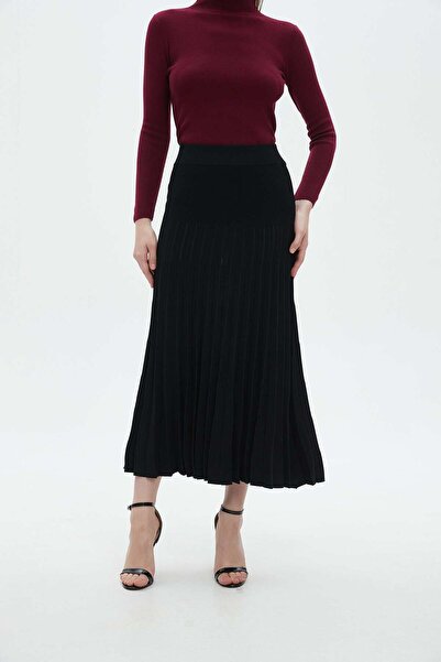 mica تنورة ميدي سادة نسائية مع طيات