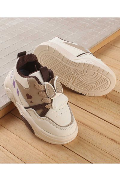 Babyoye Slip On Sneakers with 3D Ear Applique - Brown & White