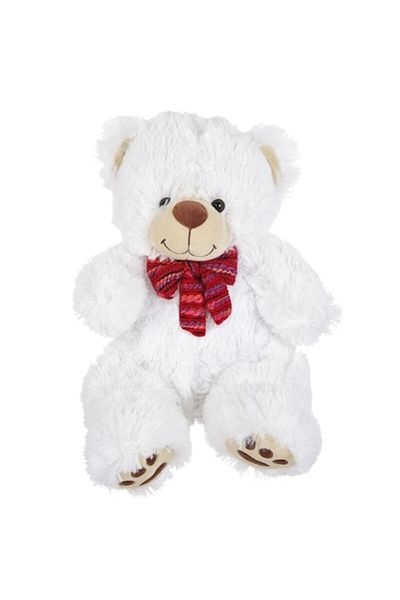 Actual Investing Plush Toy, Bear Model with Bow Tie, 38 cm, White