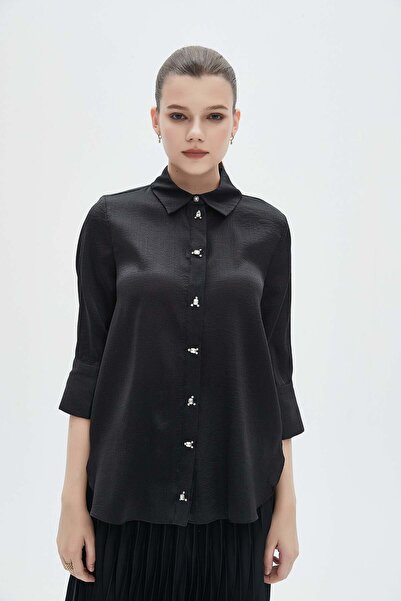 mica قميص نسائي بأكمام 3/4 حتى الورك