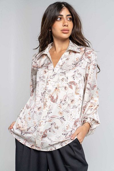 mica Floral Wide Long Sleeve Blouse