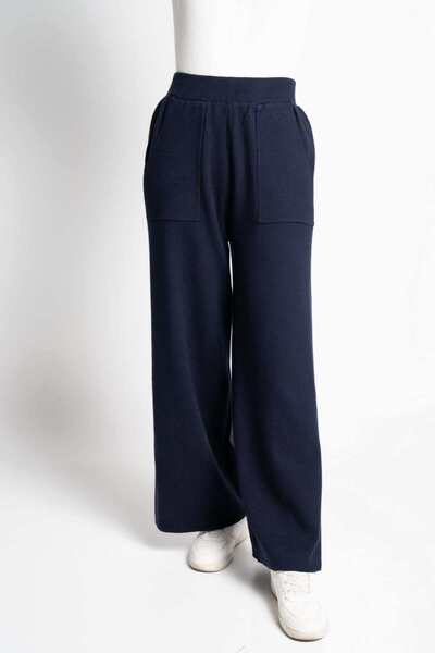 mica بنطلون واسع الساق سادة مع جيوب أمامية