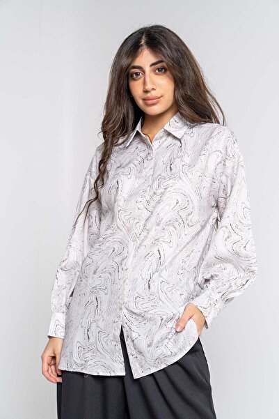 mica Women's Long Sleeve Button-Front Printed Shirt