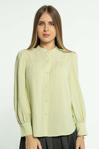 mica Solid Long Sleeve Blouse with Neckline