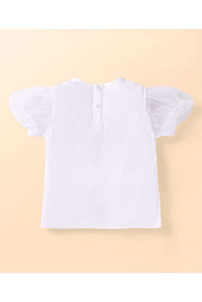 Babyhug Puffed Sleeves Top & Skirt Set with Text Print - White & Pink