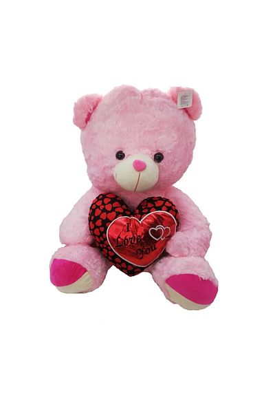 Shop Carnaval Pink teddy bear with red heart - 40 cm