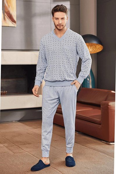 Mavelle Men's Plus Size Bottom Top Pajamas Suit 2757