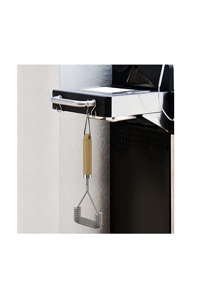 OEM Perie de curatare pentru gratar, 31.5 cm, otel inoxidabil, lemn, argintiu, bej