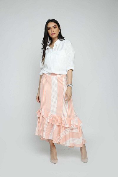 mica Printed Polyester Midi Flared Skirt
