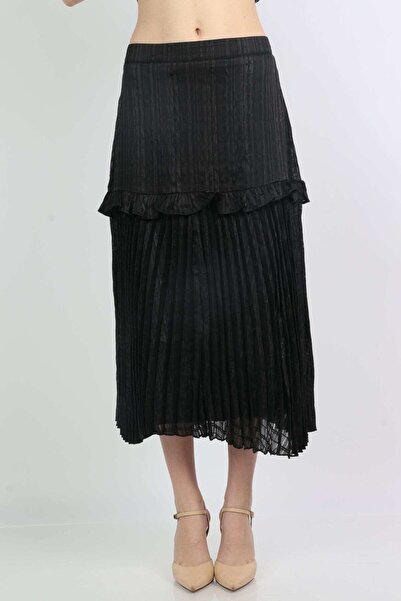 mica تنورة سهرة متوسطة الطول مطوية مع كشكشة