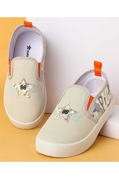 Cute Walk by Babyhug Cute Walk by Babyhug Slip On Casual Shoes With Star Patch - Light Grey