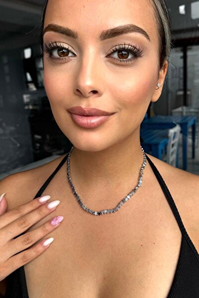 TAKIŞTIR Silver Color Star Figured Steel Necklace