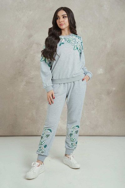 mica Women's Long Sleeve Floral Print Blouse with Chest Design