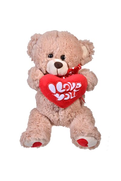 Actual Investing Jucărie de pluș, model ursuleț cu inimă, 26 cm, bej