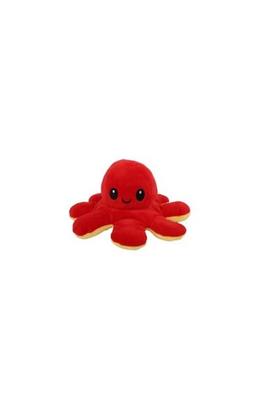 E EFRALL Reversible Octopus Plush Toy, Happy and Sad Face, Red/Yellow 30 cm