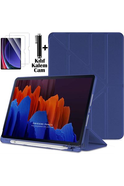 m.tk moveteck Lenovo Idea Tab Pro 12.7 Inch Case with Pen Compartment Sleep Mode Silicone Cover + Screen Protector Glass + Pen
