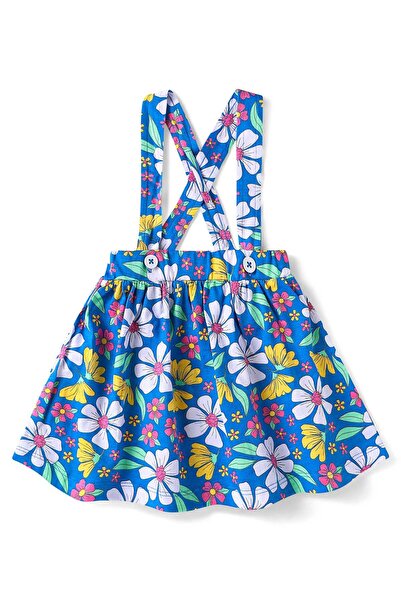 Babyhug Top & Skirt Set With Text & Floral Print - Dark Pink & Blue