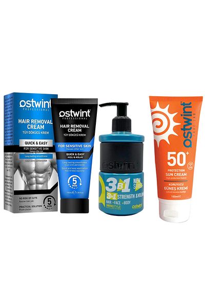 Ostwint Hair Removal Cream Sensitive Skin 100ml 3 in 1 Shower Gel 250ml Sunscreen 50+ SPF - 100ml