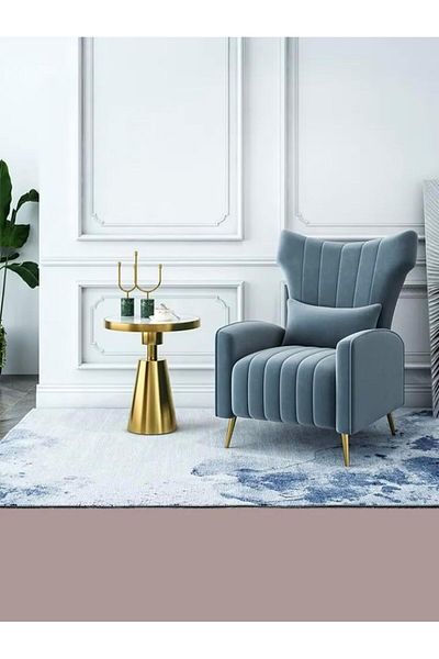 MAPLE HOME DECORATION كرسي بذراعين بتصميم عصري جديد لغرفة المعيشة (أزرق)