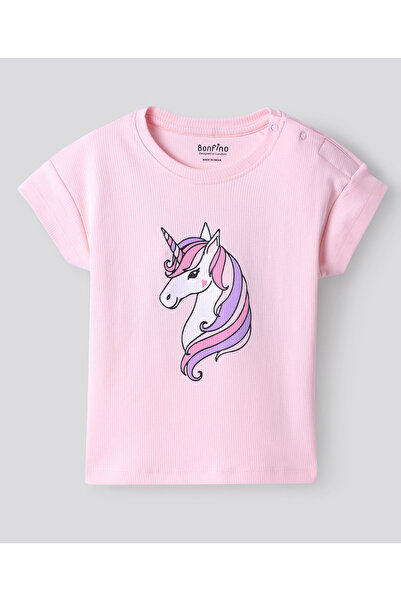 Bonfino Unicorn Printed T-Shirt & Shorts Set - Pink