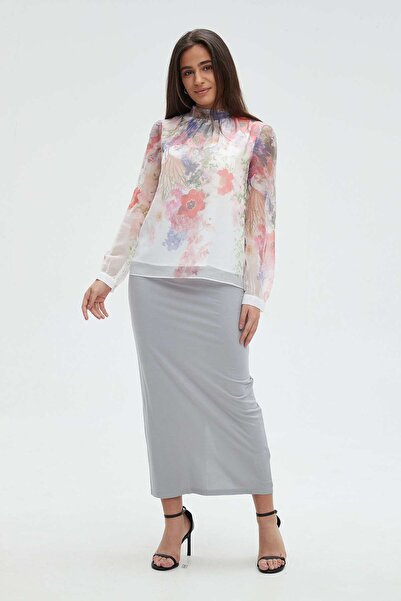 mica Women's Long Sleeve Floral Print Blouse