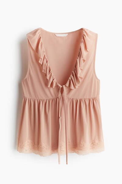 H&M Fırfırlı V Yakalı Üst