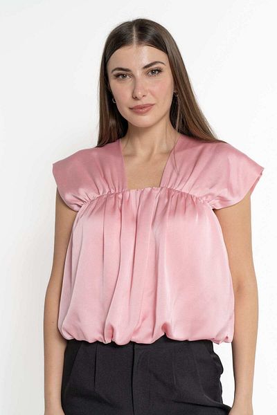 mica Women's Solid Short Sleeve Blouse