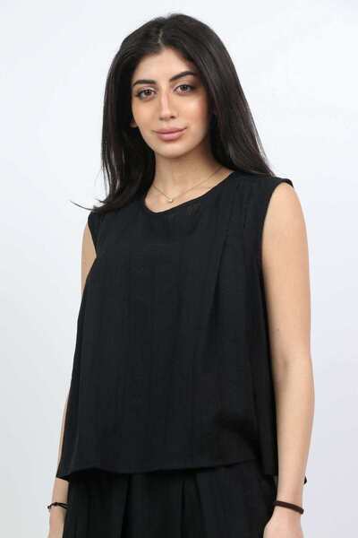 mica Women's Cotton Blouse with Pleats on the Chest