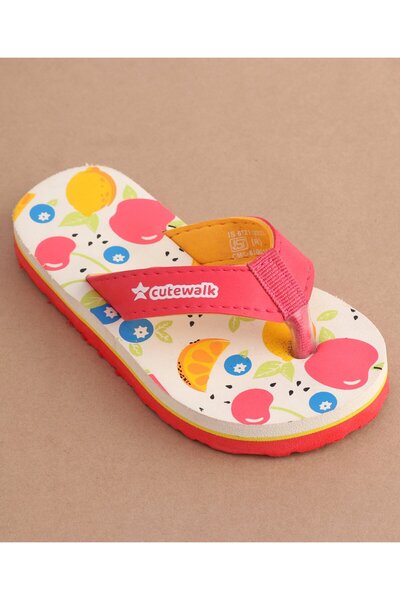 Cute Walk by Babyhug Cute Walk by Babyhug Slip On Flip Flops with Fruit Design- Red