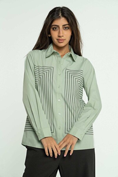 mica قميص نسائي بأكمام طويلة ومربعات