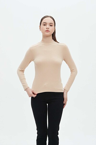 mica Women's Long Winter Blouse with Long Sleeves and Round Neck