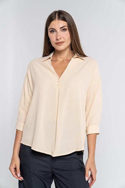 mica Women's Solid 3/4 Sleeve Blouse