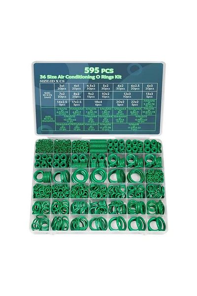 Choice green 595pcs Air Conditioning O Ring Kit, 36 Size Seal Rubber O-Rings Assortment Set for Compressor