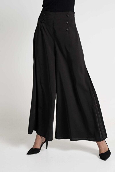 mica بنطلون نسائي واسع طويل بأزرار جانبية