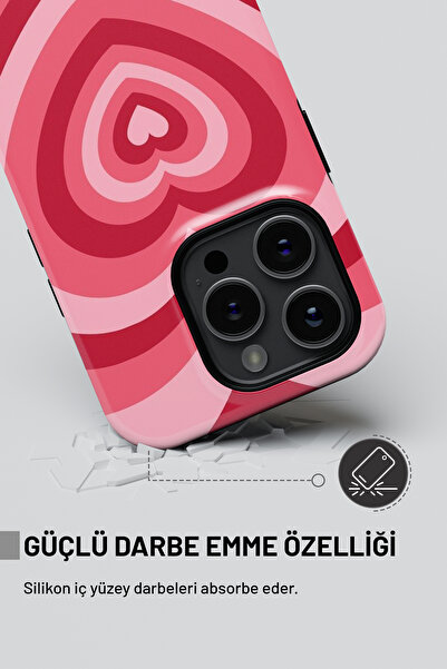 WANNA PROTECT iPhone 16 Pro Max Çift Katmanlı Darbe Koruma Pembe Kalpler Parlak Superior PROTECT Telefon Kılıfı