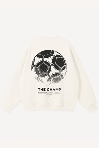 The Champ Clothing Men's White Crew Neck Sweatshirt the Champ Printed 3 Thread Hooded