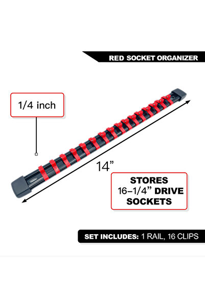 Choice15 1-4(6.3mm)-Red 1/4" 3/8" 1/2" Wrench Holders Traight Plastic Univers...