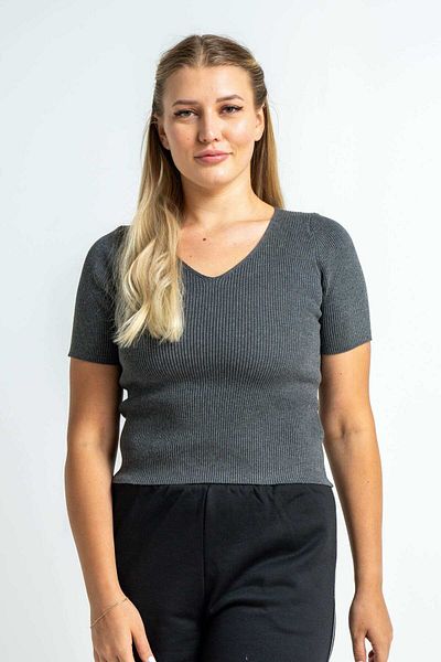 mica Women's Short Sleeve V-Neck Woven Blouse