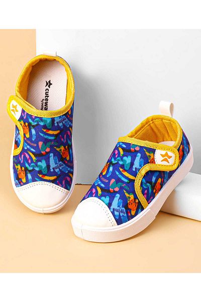 Cute Walk by Babyhug Cute Walk by Babyhug Casual Shoes with Velcro Closure & Doodle Printed - Yellow & Blue
