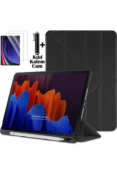 m.tk moveteck Lenovo Idea Tab Pro 12.7 Inch Case with Pen Compartment Sleep Mode Silicone Cover + Screen Protector Glass + Pen