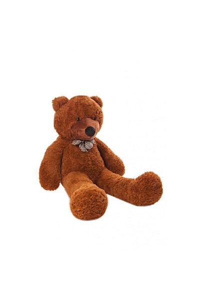 OEM Teddy bear with checkered bow tie, dark brown, 80cm