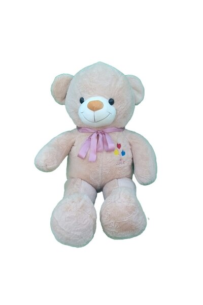 Nichita Urs de plus, Impex SRL, cu baloane inima, crem, 120 cm