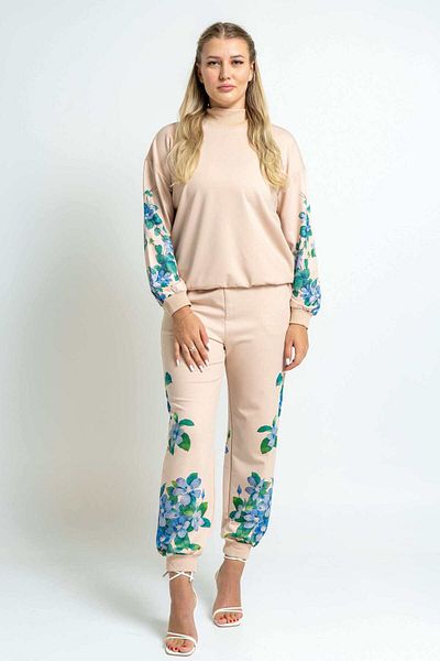 mica Long Pants with Floral Print at the Bottom