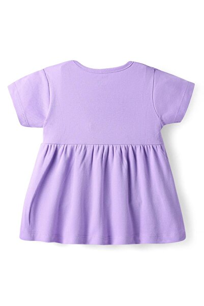 Bonfino 100% Cotton Knit Half Sleeves T-Shirt & Cycling Shorts Set with Rainbow Patch - Lavender