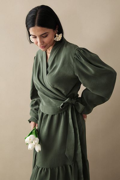 InStyle Modal Cupra Bolero Skirt Green Suit